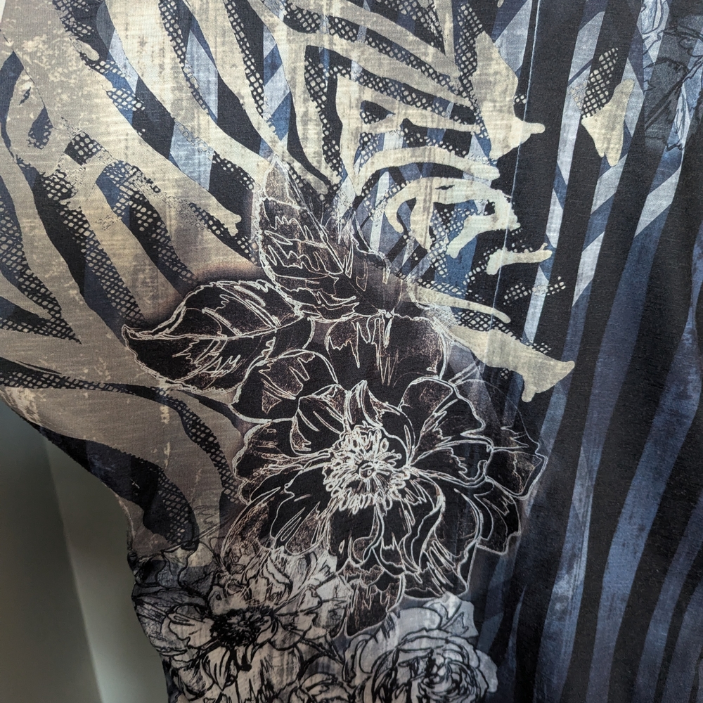 Vintage 90's Panhandle Slim Black and White Floral Blouse - Women's Small - Picture 8 of 8